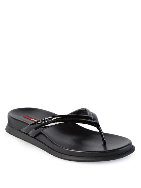 women's prada flip flops|prada flat sandals black.